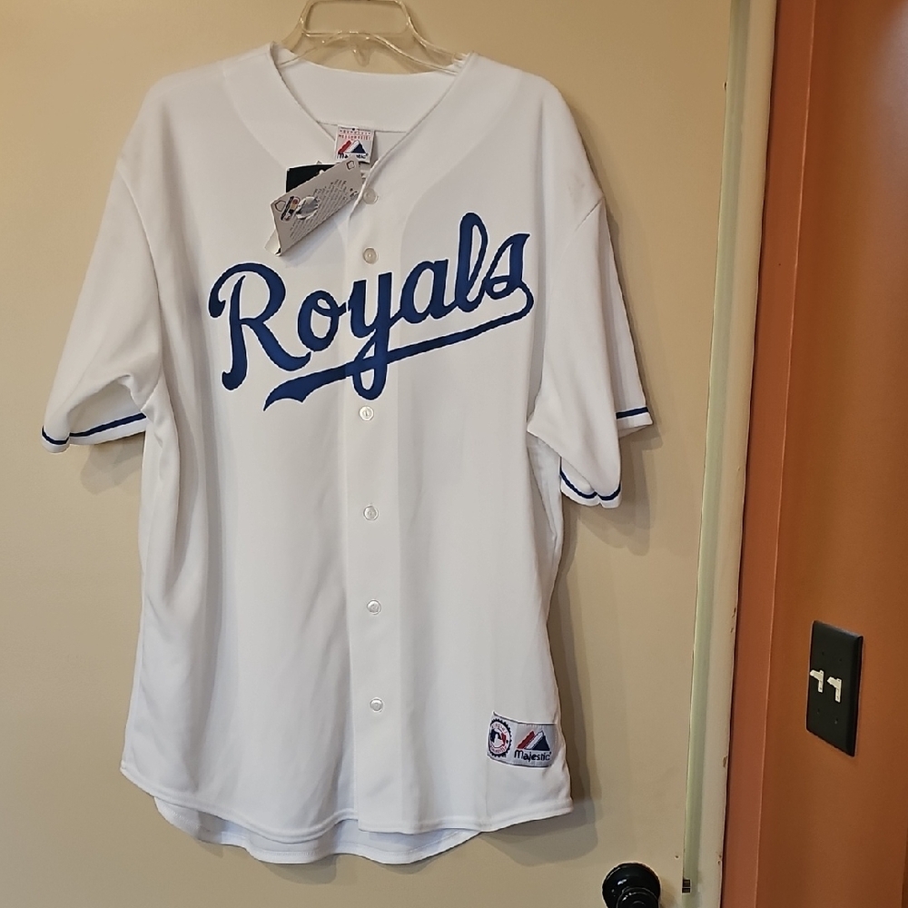 Majestic Royals White and Blue Jersey